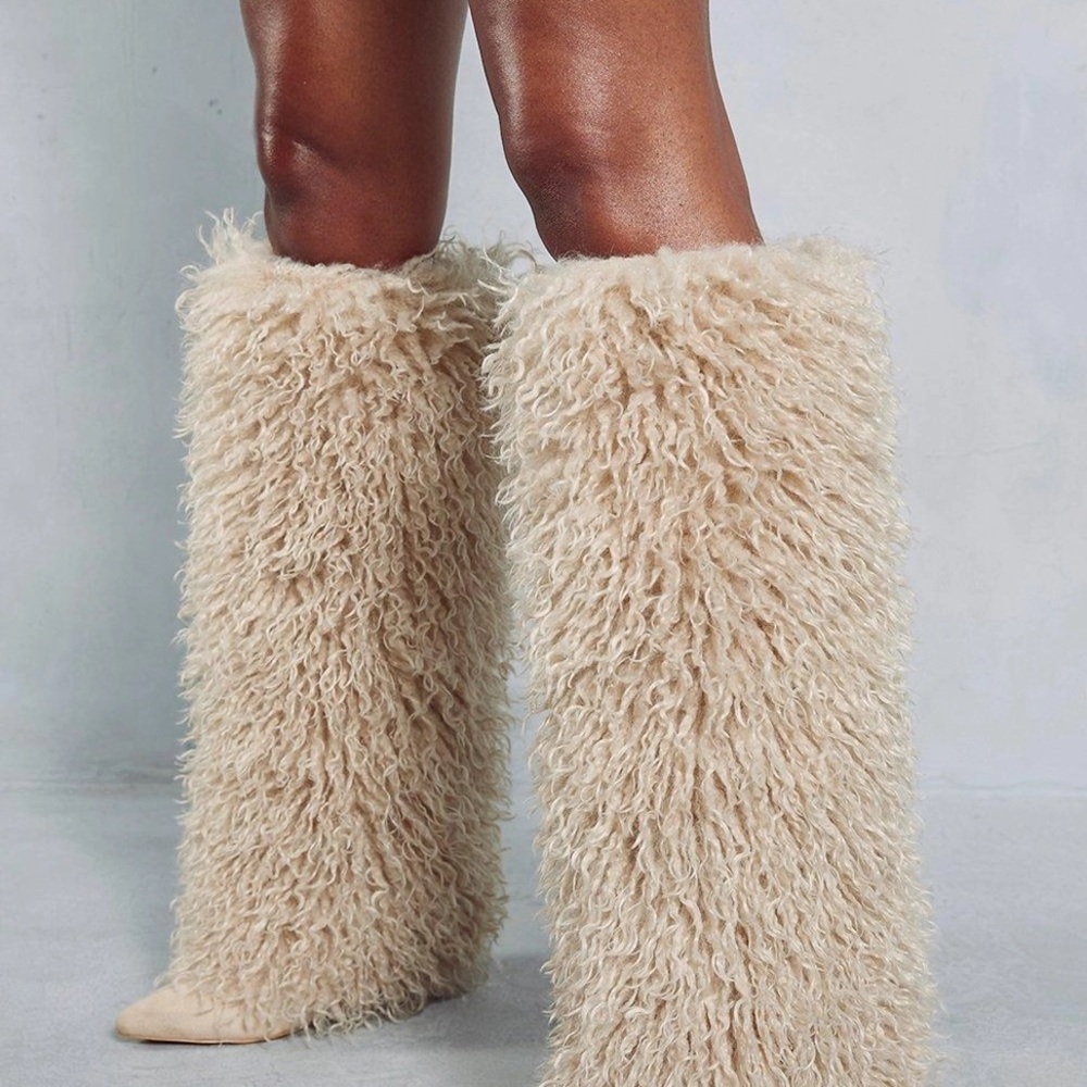 Faux Fur Knee-High Boots - Picture 1 of 5